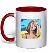 Mug with a colored handle The girl in the wreath red фото