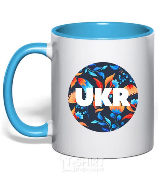 Mug with a colored handle UKR круг sky-blue фото