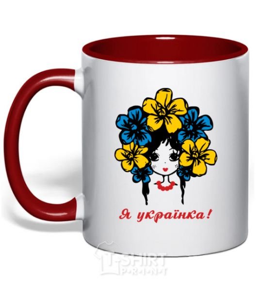 Mug with a colored handle I am a Ukrainian girl red фото