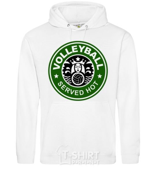 Men`s hoodie Volleyball served hot White фото