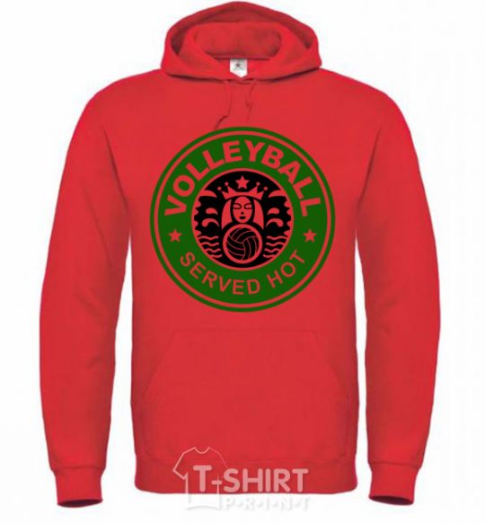 Men`s hoodie Volleyball served hot bright-red фото