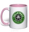 Mug with a colored handle Volleyball served hot light-pink фото