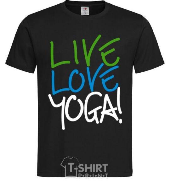 Мужская футболка Live love yоga Черный фото