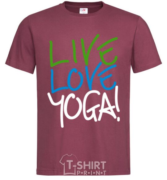 Men's T-Shirt Live love yоga burgundy фото