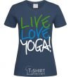 Women's T-shirt Live love yоga navy-blue фото