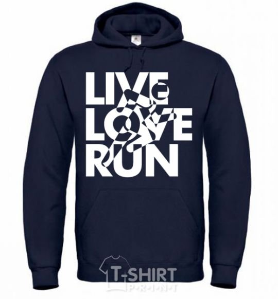 Men`s hoodie Live love run navy-blue фото