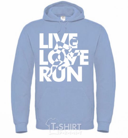 Men`s hoodie Live love run sky-blue фото