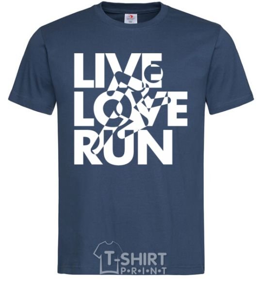 Мужская футболка Live love run Темно-синий фото