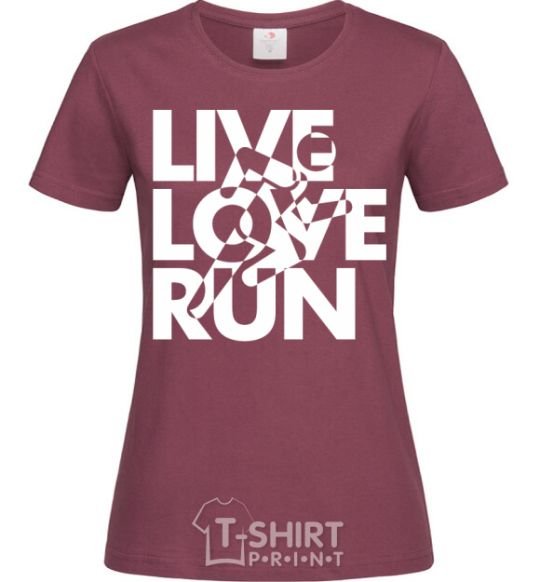 Женская футболка Live love run Бордовый фото