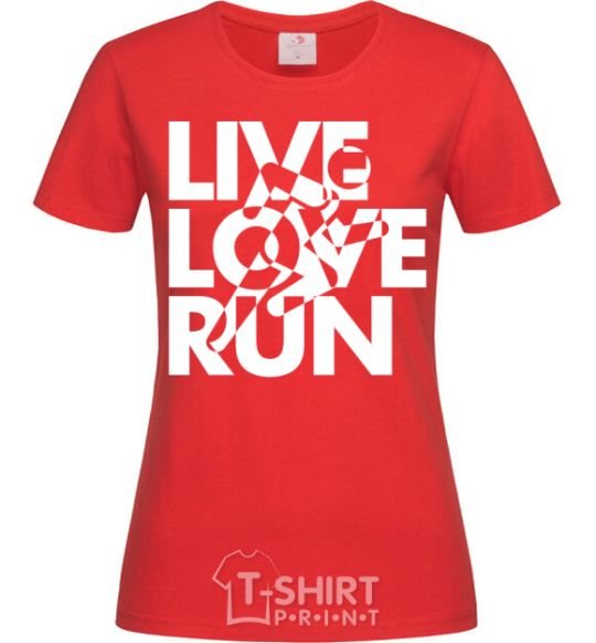 Женская футболка Live love run Красный фото