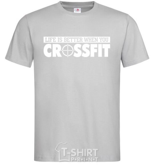 Мужская футболка Life is better when you crossfit Серый фото