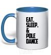 Mug with a colored handle Eat sleep pole dance royal-blue фото