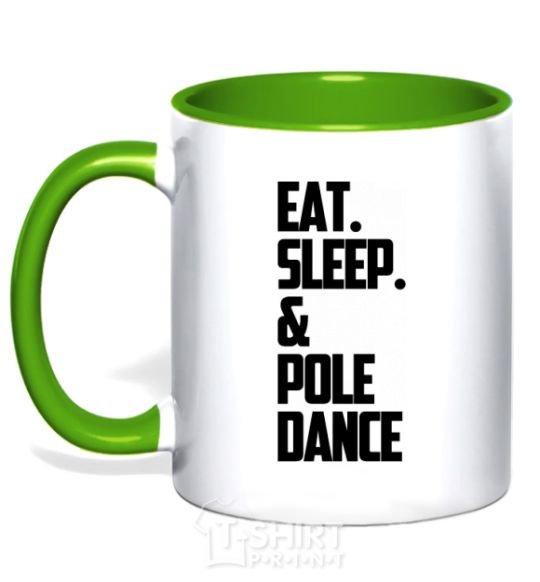 Mug with a colored handle Eat sleep pole dance kelly-green фото