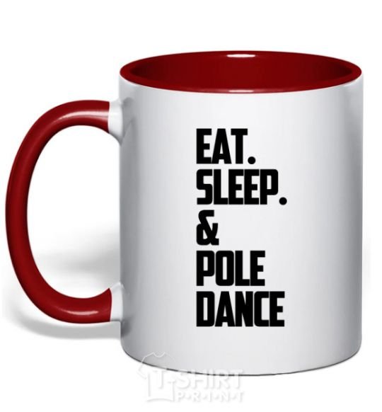 Mug with a colored handle Eat sleep pole dance red фото