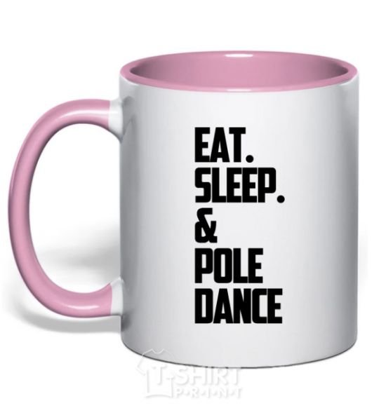 Mug with a colored handle Eat sleep pole dance light-pink фото