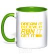 Mug with a colored handle Dream it believe it kelly-green фото