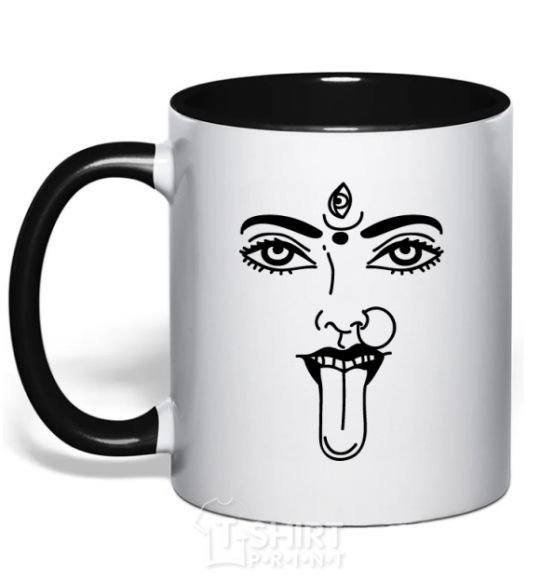 Mug with a colored handle Yoga fun black фото