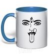 Mug with a colored handle Yoga fun royal-blue фото