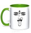 Mug with a colored handle Yoga fun kelly-green фото