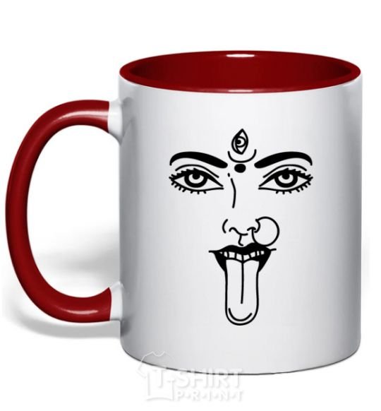 Mug with a colored handle Yoga fun red фото