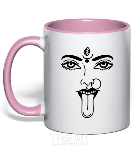 Mug with a colored handle Yoga fun light-pink фото