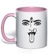 Mug with a colored handle Yoga fun light-pink фото