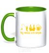 Mug with a colored handle My needs are simple fishing kelly-green фото