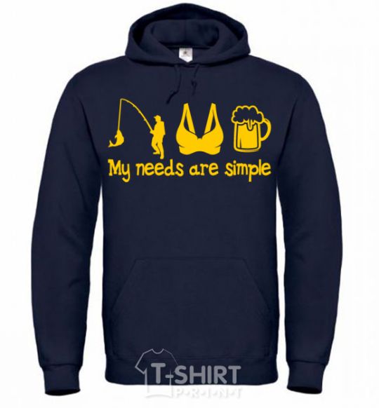 Men`s hoodie My needs are simple fishing navy-blue фото