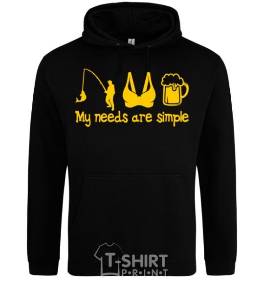 Men`s hoodie My needs are simple fishing black фото