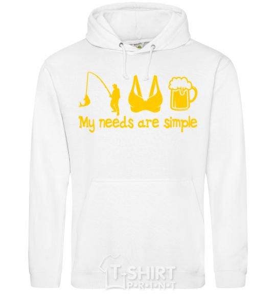 Men`s hoodie My needs are simple fishing White фото