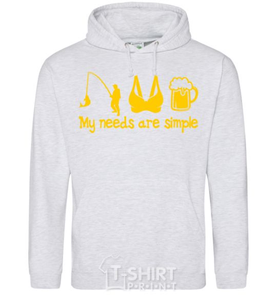 Men`s hoodie My needs are simple fishing sport-grey фото