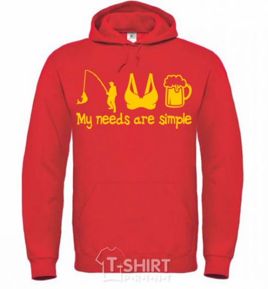 Men`s hoodie My needs are simple fishing bright-red фото