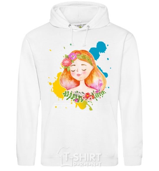 Men`s hoodie Ukrainian girl splash White фото