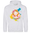 Men`s hoodie Ukrainian girl splash sport-grey фото