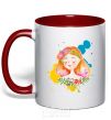 Mug with a colored handle Ukrainian girl splash red фото