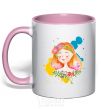 Mug with a colored handle Ukrainian girl splash light-pink фото