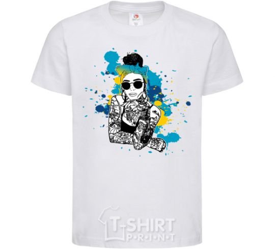 Kids T-shirt Ukrainian swag girl splash White фото