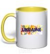 Mug with a colored handle Ukraine frame yellow фото