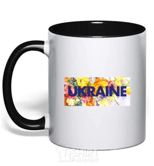 Mug with a colored handle Ukraine frame black фото