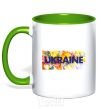 Mug with a colored handle Ukraine frame kelly-green фото