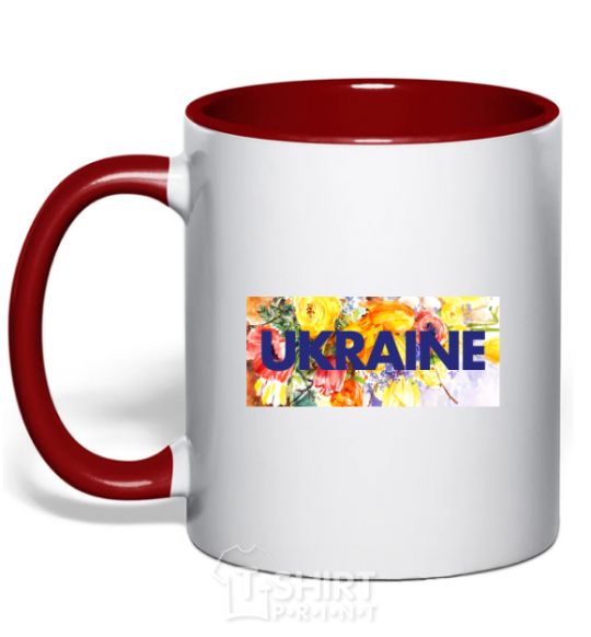 Mug with a colored handle Ukraine frame red фото
