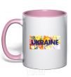 Mug with a colored handle Ukraine frame light-pink фото