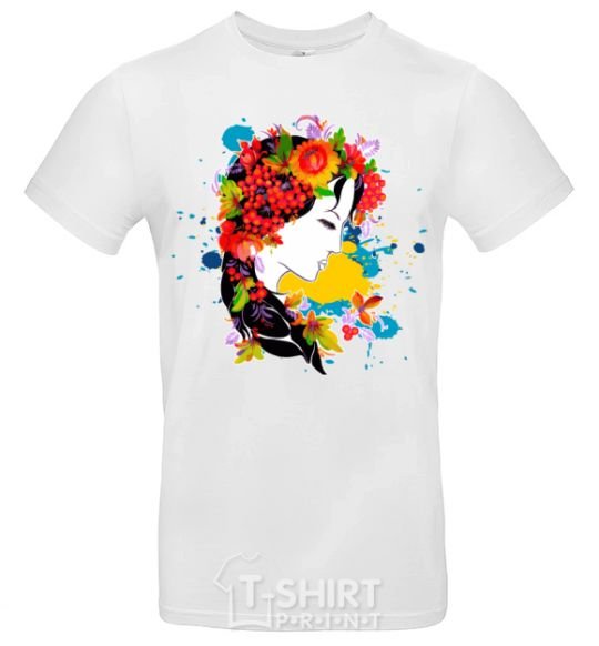 Men's T-Shirt Ukrainian Petrykivka painting White фото