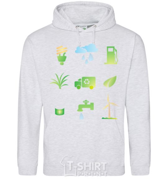 Men`s hoodie Ecology symbols sport-grey фото