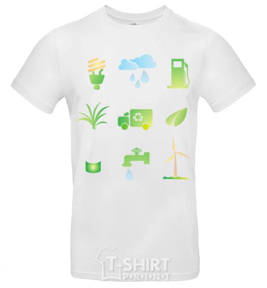 Мужская футболка Экология символы Белый фото