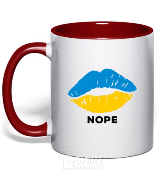 Mug with a colored handle Ukrainian lips nope red фото