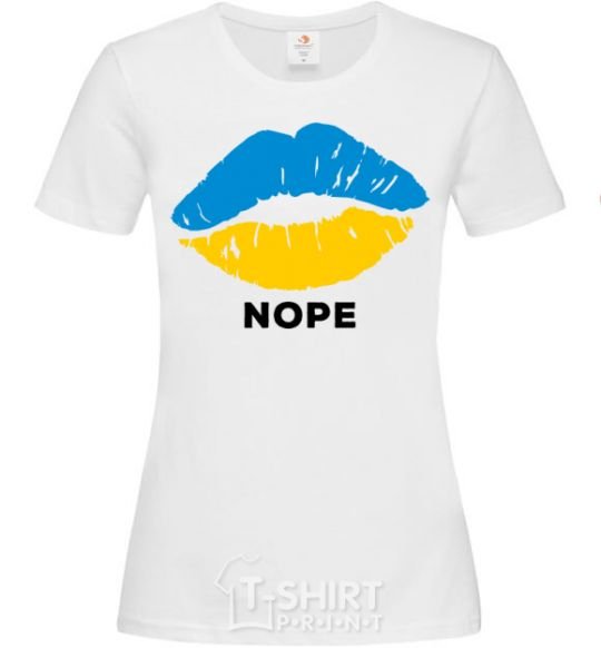 Women's T-shirt Ukrainian lips nope White фото
