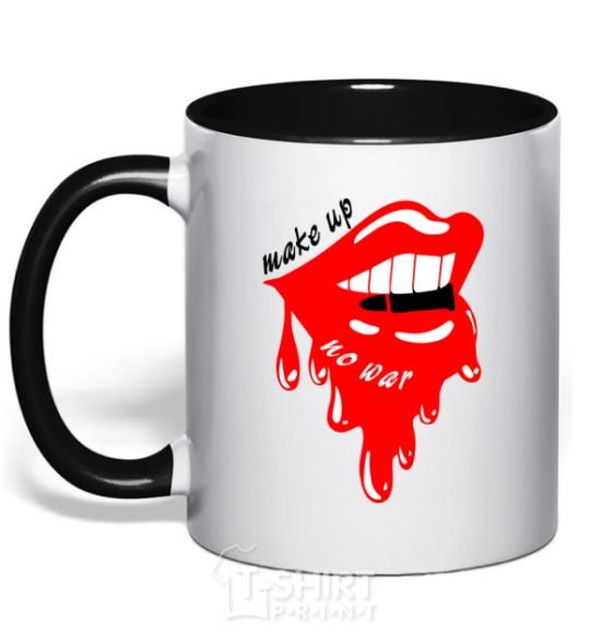 Mug with a colored handle Make up no war black фото