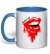 Mug with a colored handle Make up no war royal-blue фото