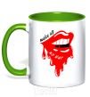 Mug with a colored handle Make up no war kelly-green фото